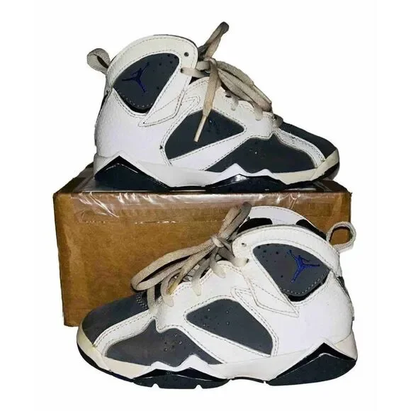 Nike Air Jordan 7 Retro Boys 11c Flint White Varsity Purple Grey DJ2778-100 - Picture 1 of 6